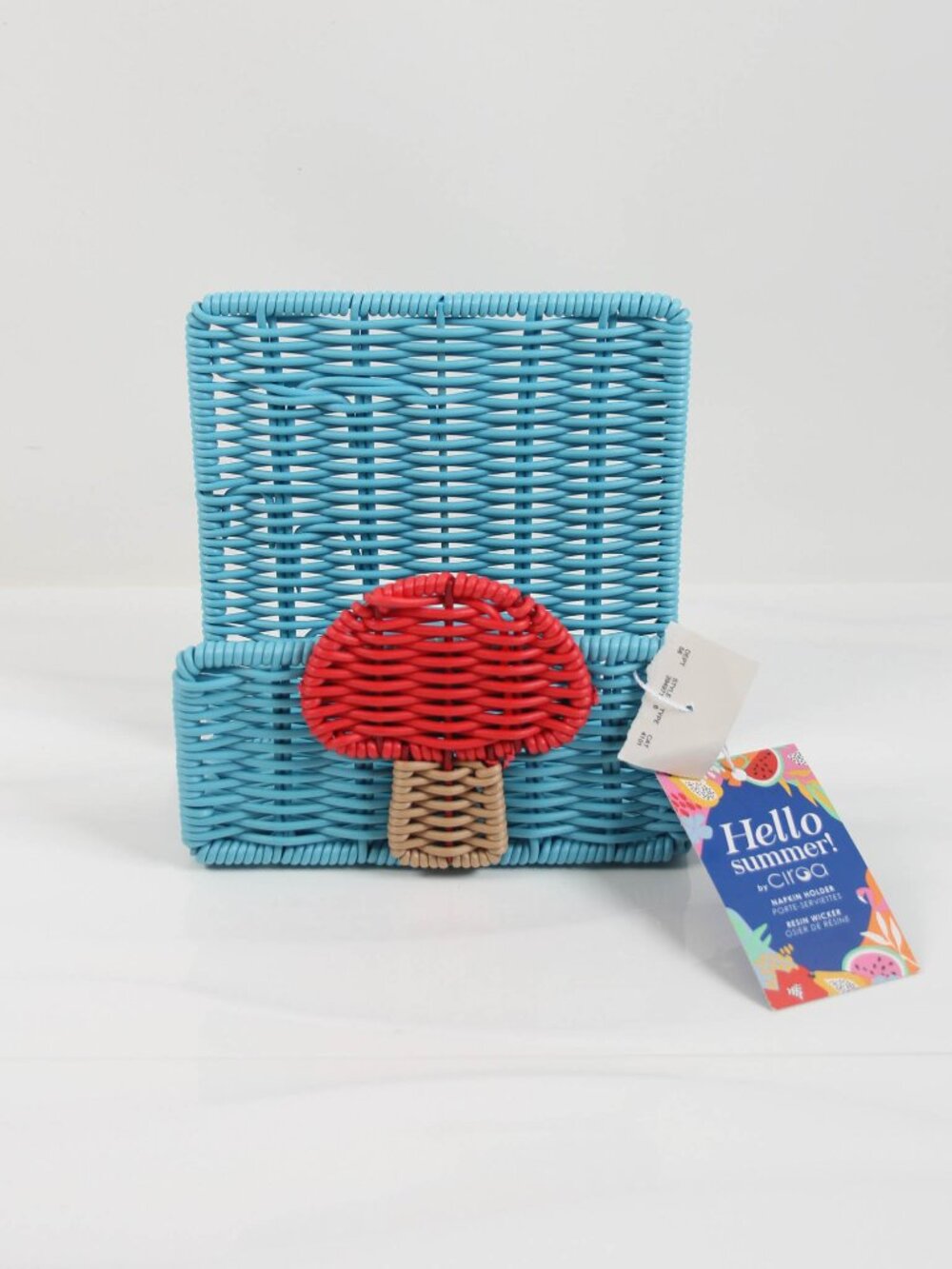 Ciroa Hello Summer Mushroom Resin Wicker Napkin Holder NWT